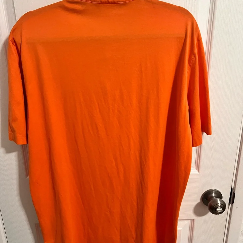 Polo Ralph Lauren Men's Polo Shirt Size Large Orange Blue Pony Logo Short Sleeve